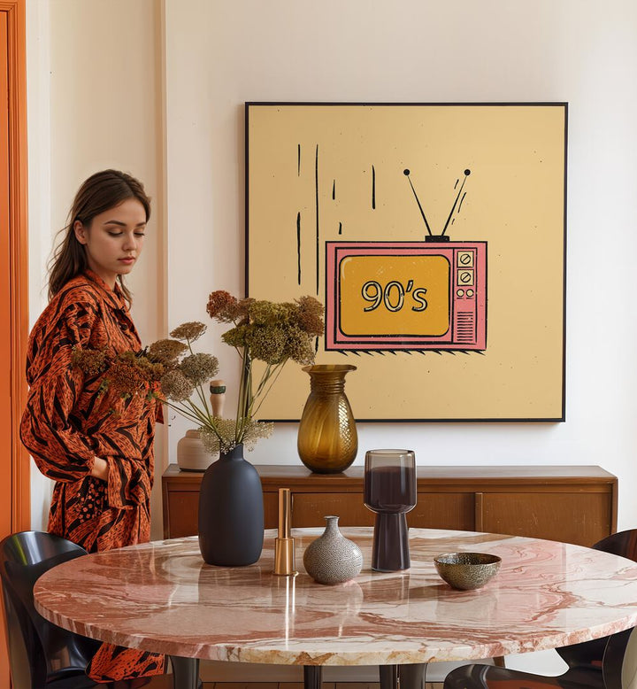 Stylish decor featuring THE 90'S, MOVIE POSTERS in a modern living space with vibrant design elements.