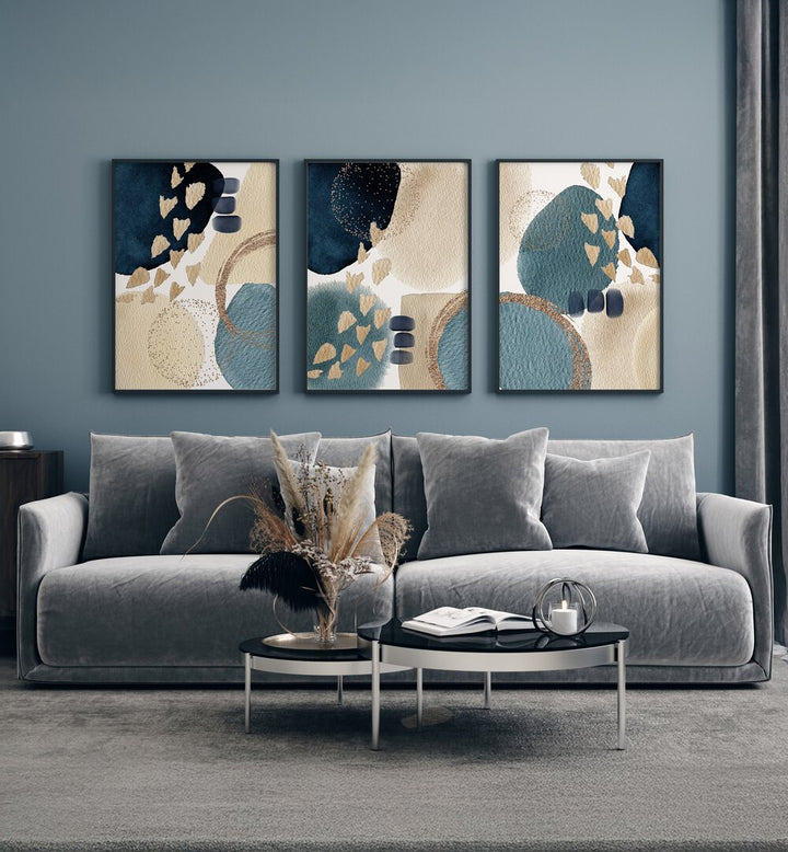 THE BLUE BEAUTY SET , SET OF 3 PAINTINGS