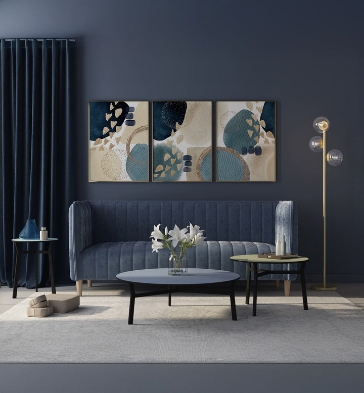 THE BLUE BEAUTY SET , SET OF 3 PAINTINGS