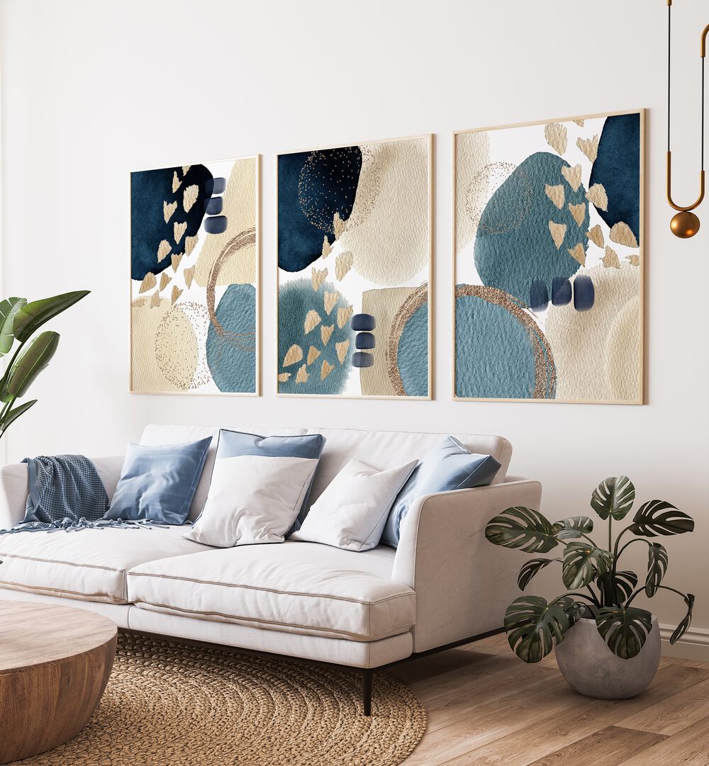 THE BLUE BEAUTY SET , SET OF 3 PAINTINGS