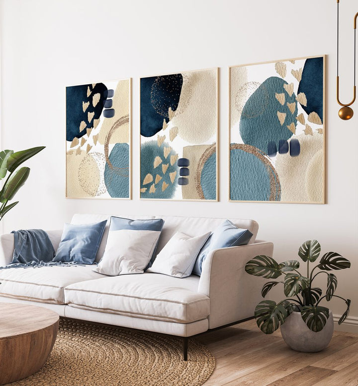 THE BLUE BEAUTY SET , SET OF 3 PAINTINGS