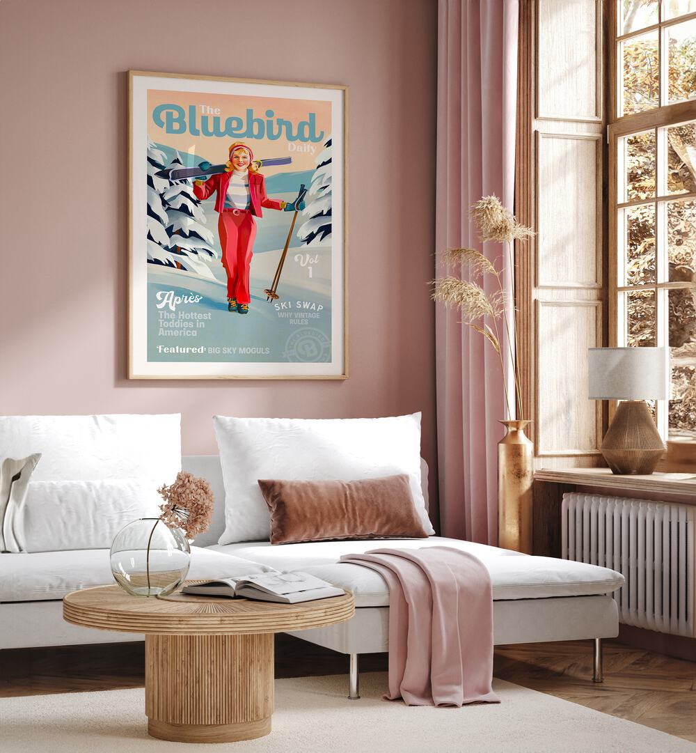 BLUEBIRD SKI ART II , PORTRAIT & FIGURATIVE ILLUSTRATION