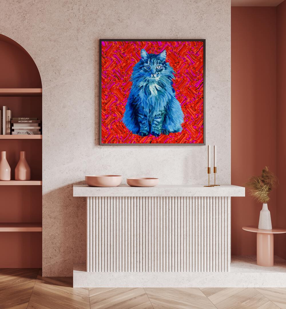 Lynnda Rakos painting - THE BLUE CAT by Asianmonk