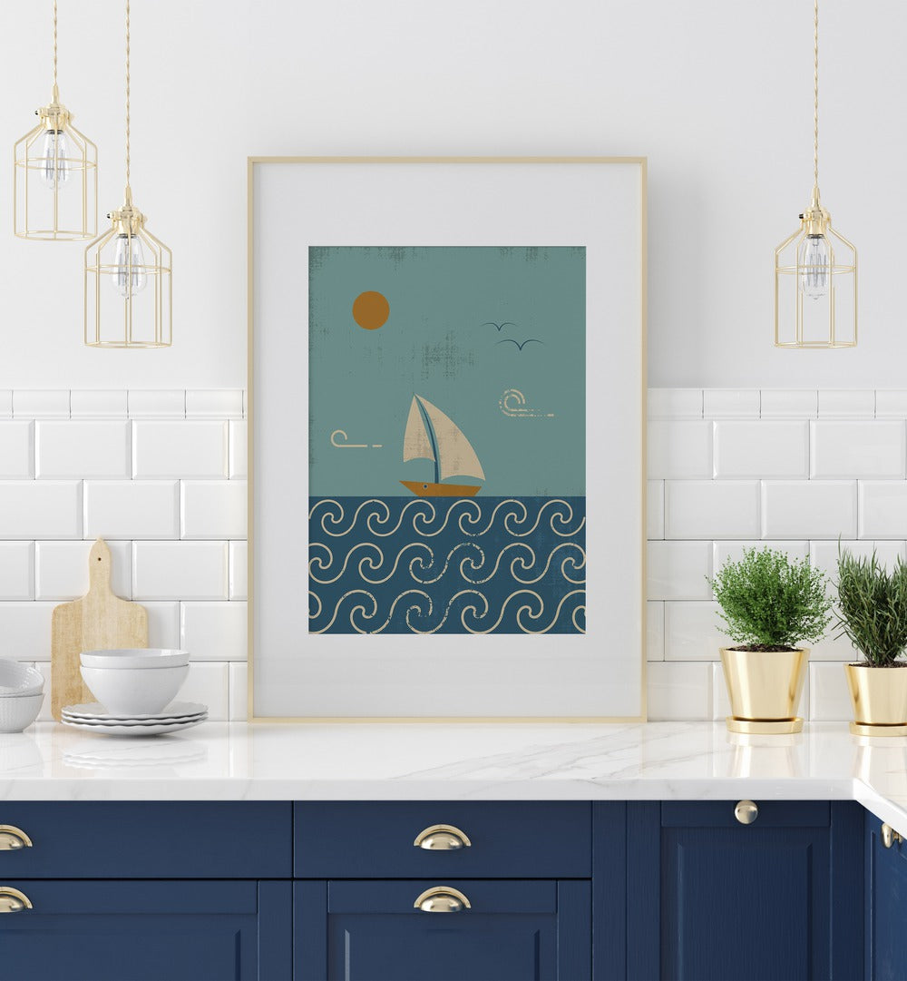 Stylish wall art featuring "THE BOAT , BEACH PAINTINGS" perfect for coastal-themed interiors.