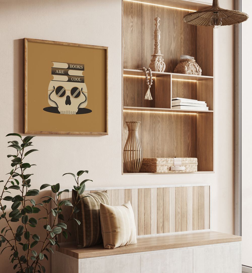 Stylish living space featuring THE BOOKS ARE COOL, FASHION POSTERS art, perfect for modern decor enthusiasts.