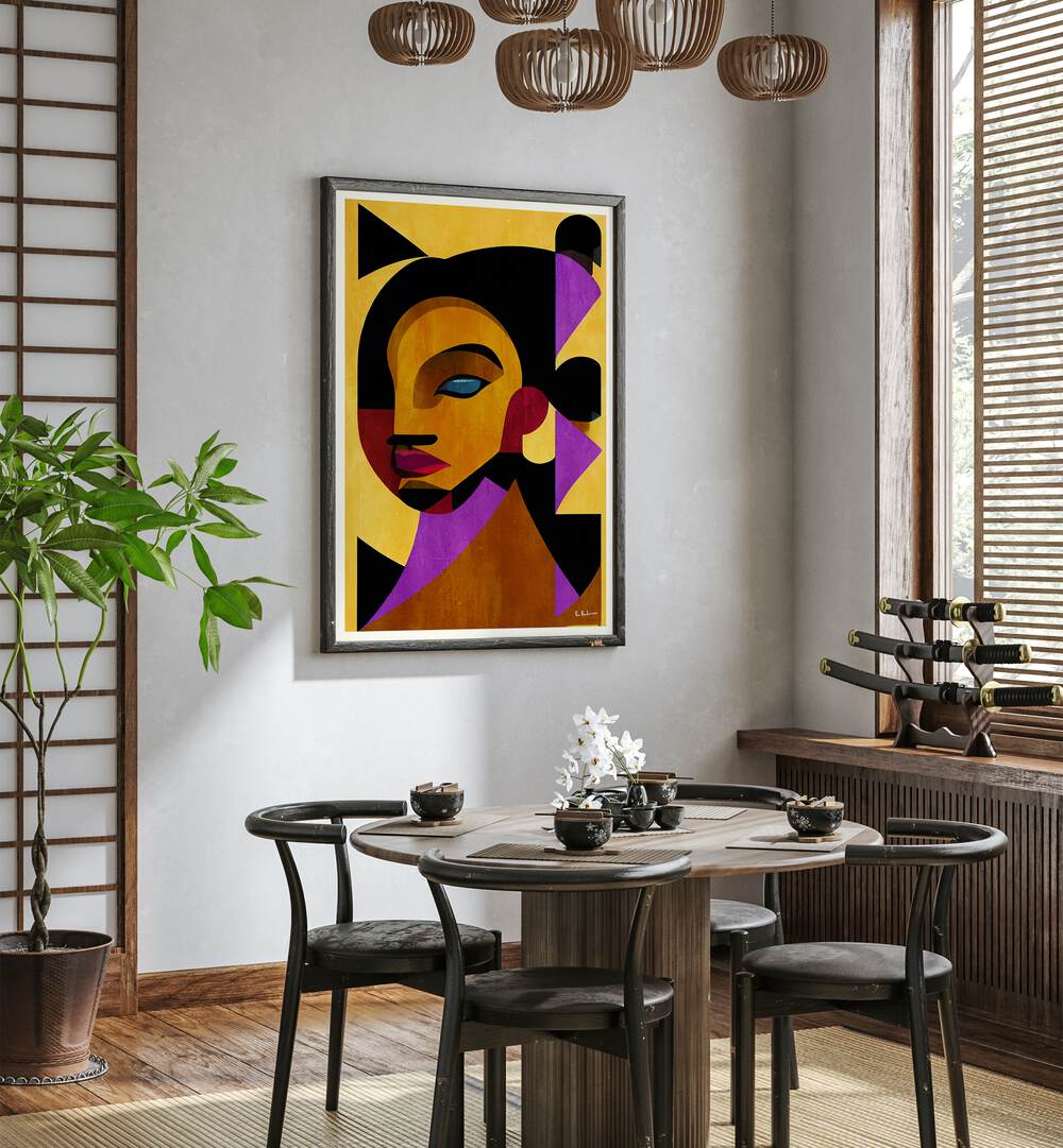 Vibrant artwork from THE GIRL FROM IPANEMA, PORTRAITS collection enhances modern decor with elegant figurative art.