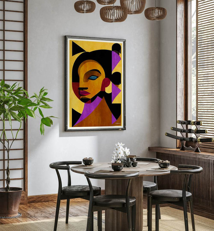 Vibrant artwork from THE GIRL FROM IPANEMA, PORTRAITS collection enhances modern decor with elegant figurative art.