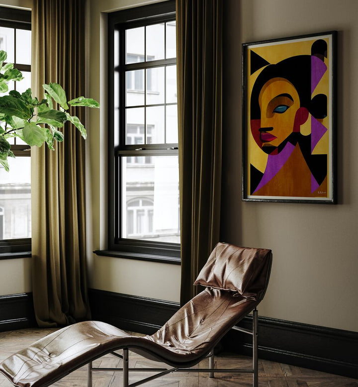 Elegant interior showcasing "THE GIRL FROM IPANEMA, PORTRAITS" figurative art, enhancing any space with charm.
