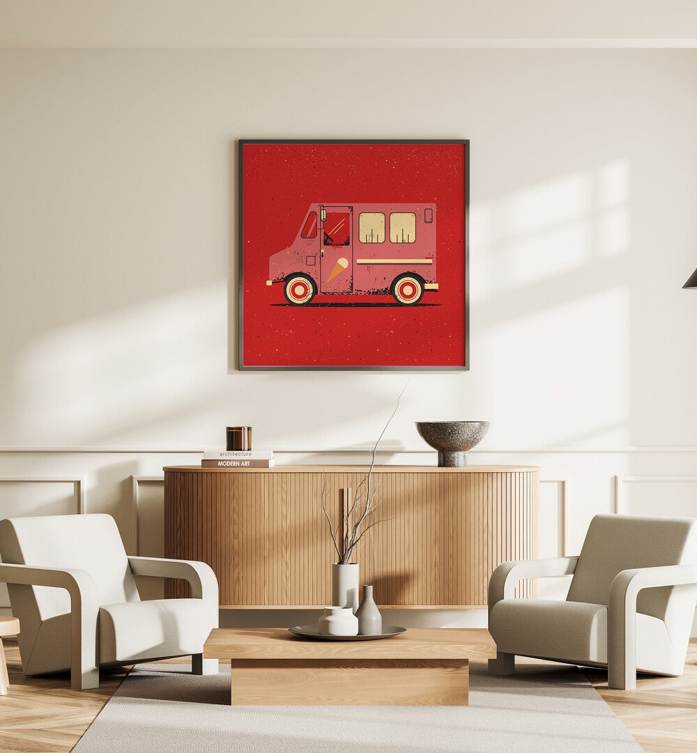 Vibrant THE ICE CREAM TRUCK, KIDS ROOM PAINTINGS adds playful charm to any child's room decor. Perfect for little dreamers!