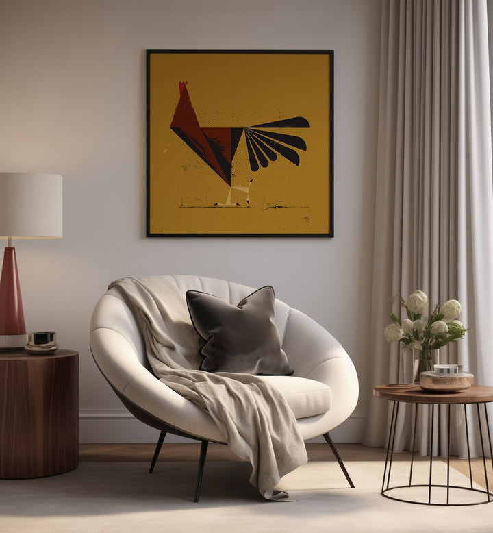 Colorful abstract art of a rooster, part of THE ROOSTER, ANIMAL PAINTINGS collection, enhancing modern decor.