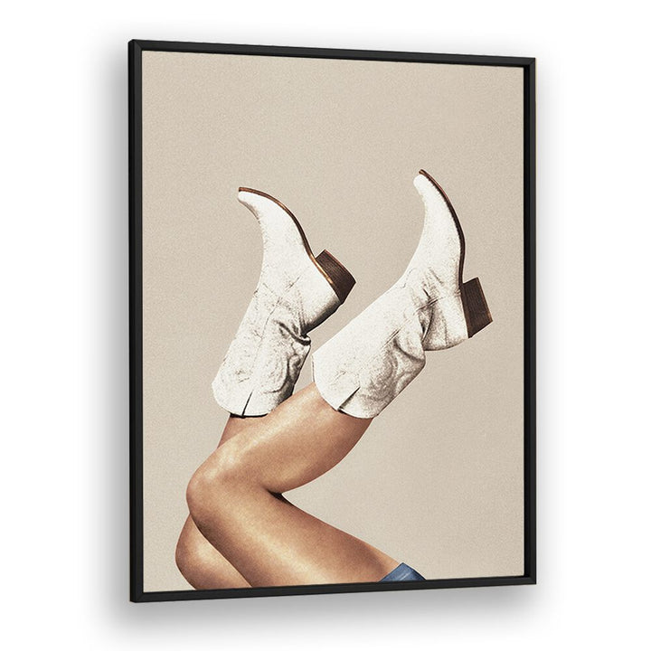 These Boots - Neutral Beige  Surreal Painting Artwork  in Black Plain Frame