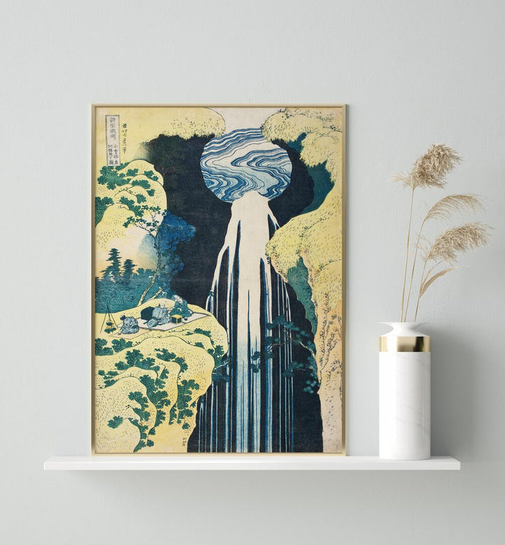 THE WATERFALL OF AMIDA BEHIND THE KISO ROAD , VINTAGE PAINTINGS