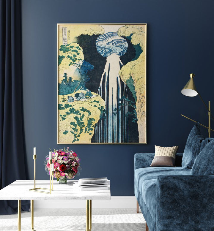 THE WATERFALL OF AMIDA BEHIND THE KISO ROAD , VINTAGE PAINTINGS