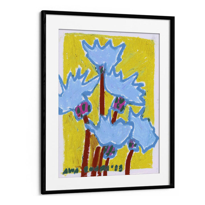 Thistle Blue By Ania Zwara Botanical art painting Artwork  in Black Frame With Mount