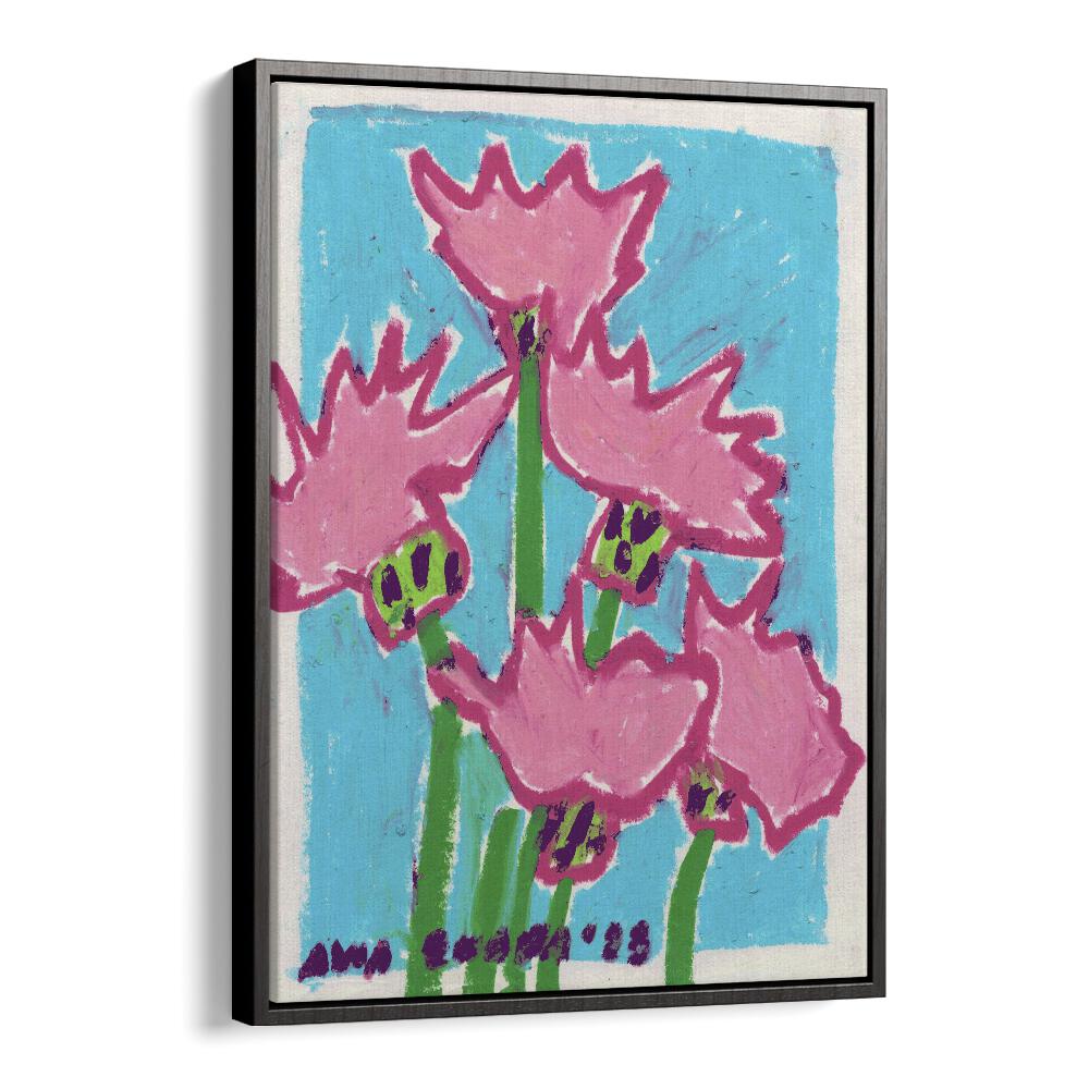 Thistle By Ania Zwara Botanical art painting Artwork  in Black Floater Frame