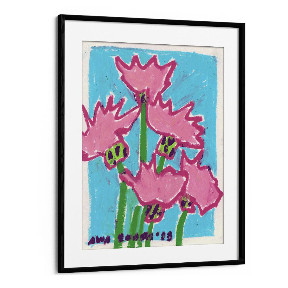 Thistle By Ania Zwara Botanical art painting Artwork  in Black Frame With Mount