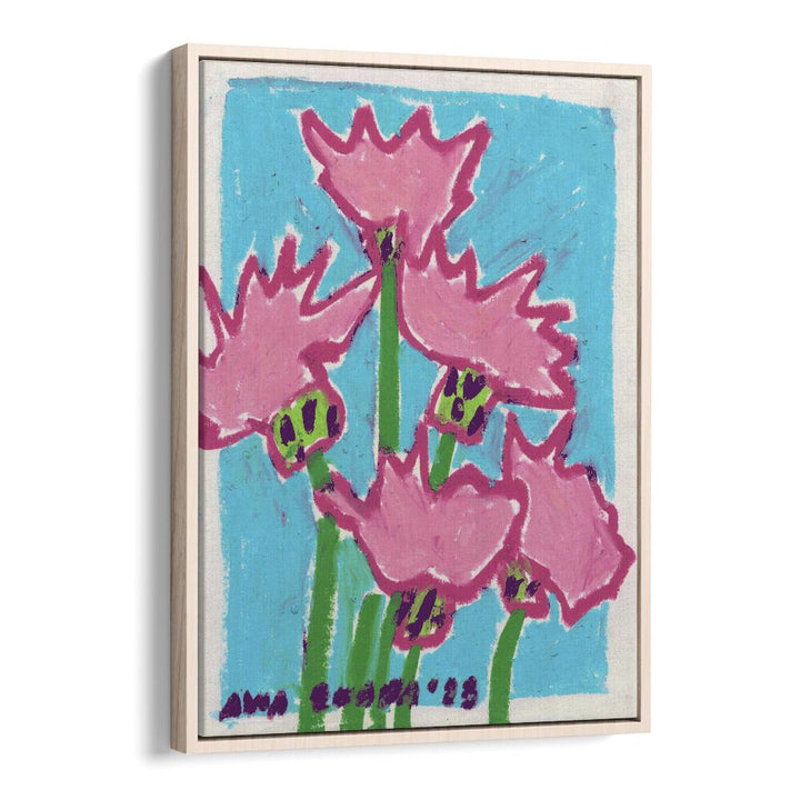 Thistle By Ania Zwara Botanical art painting Artwork in Oak Wood Floater Frame