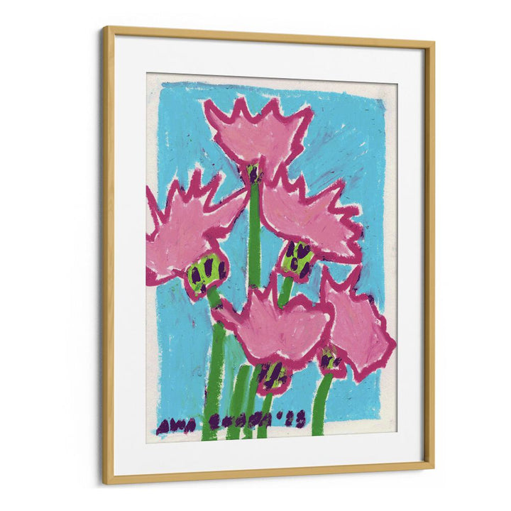 Thistle By Ania Zwara Botanical art painting Artwork in Oak Wood Frame With Mount