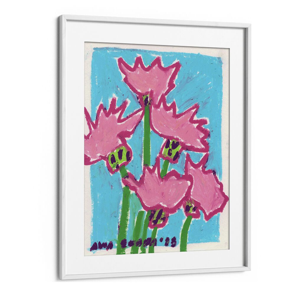 Thistle By Ania Zwara Botanical art painting Artwork  in White frame With Mount