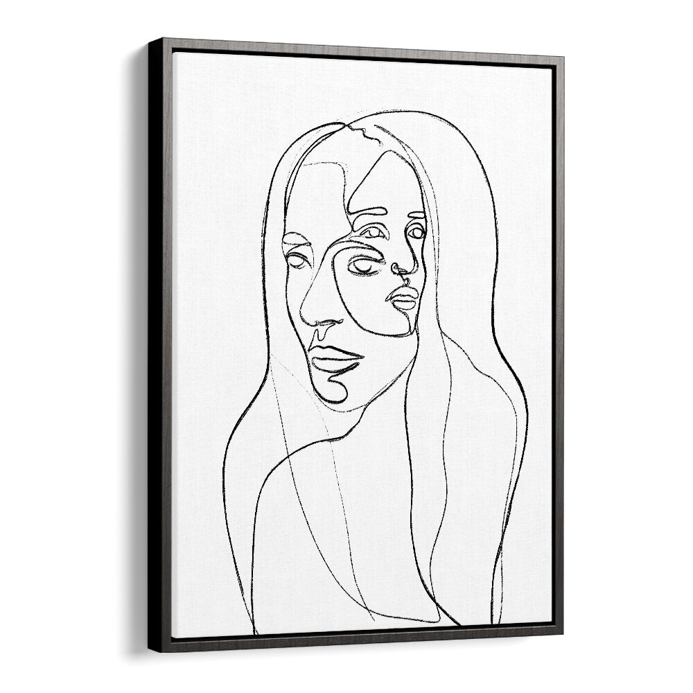 Thoughts Line Art Artwork in Black Floater Frame