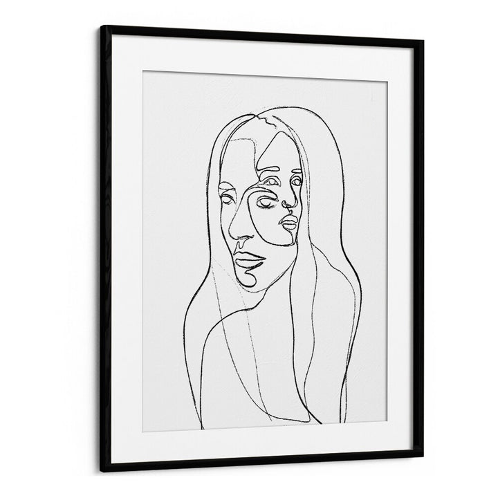 Thoughts Line Art Artwork in Black Frame With Mount