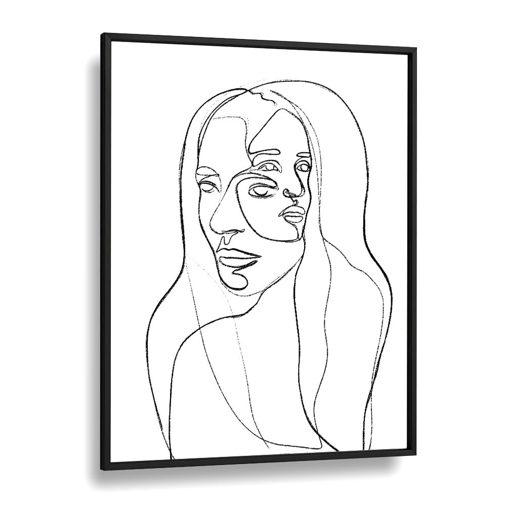 Thoughts Line Art Artwork in Black Plain Frame