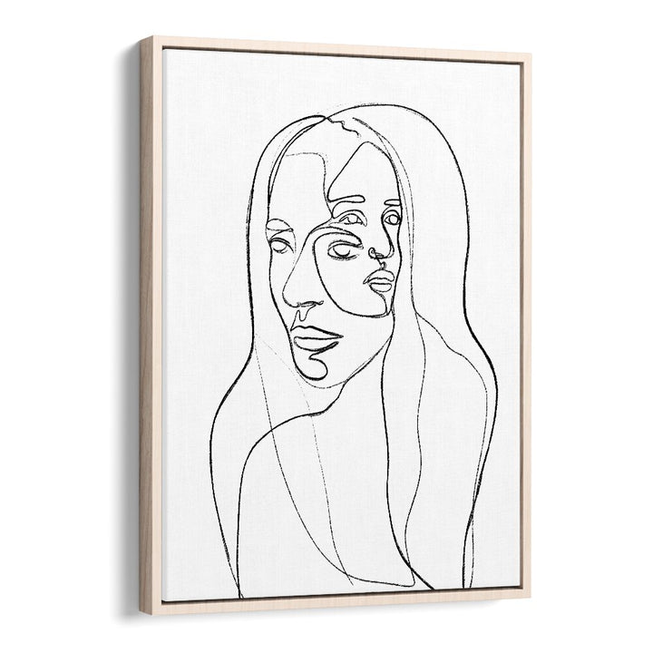 Thoughts Line Art Artwork in Oak Wood Floater Frame