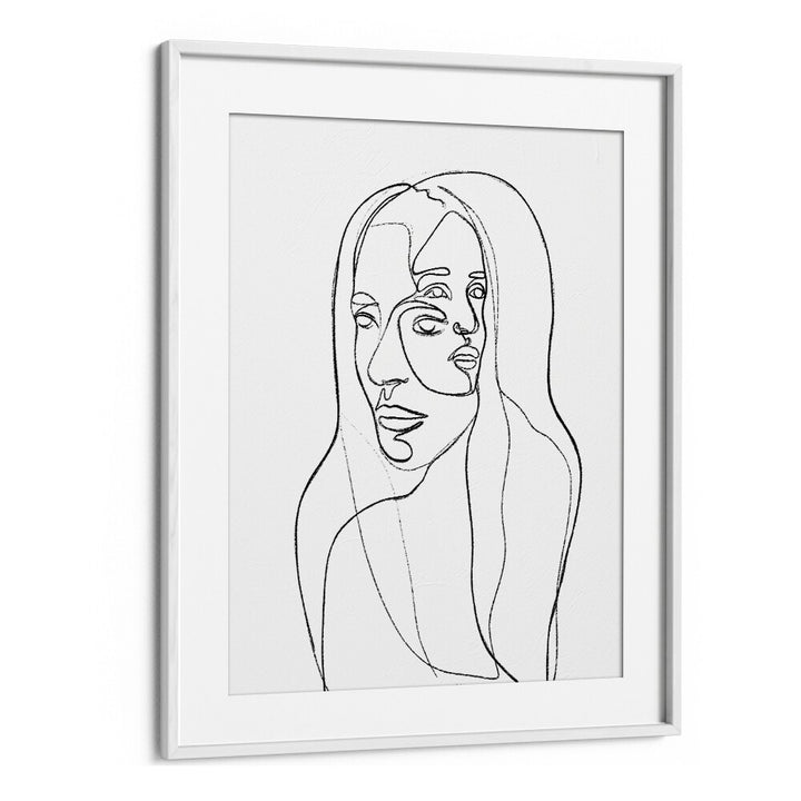 Thoughts Line Art Artwork in White Frame With Mount