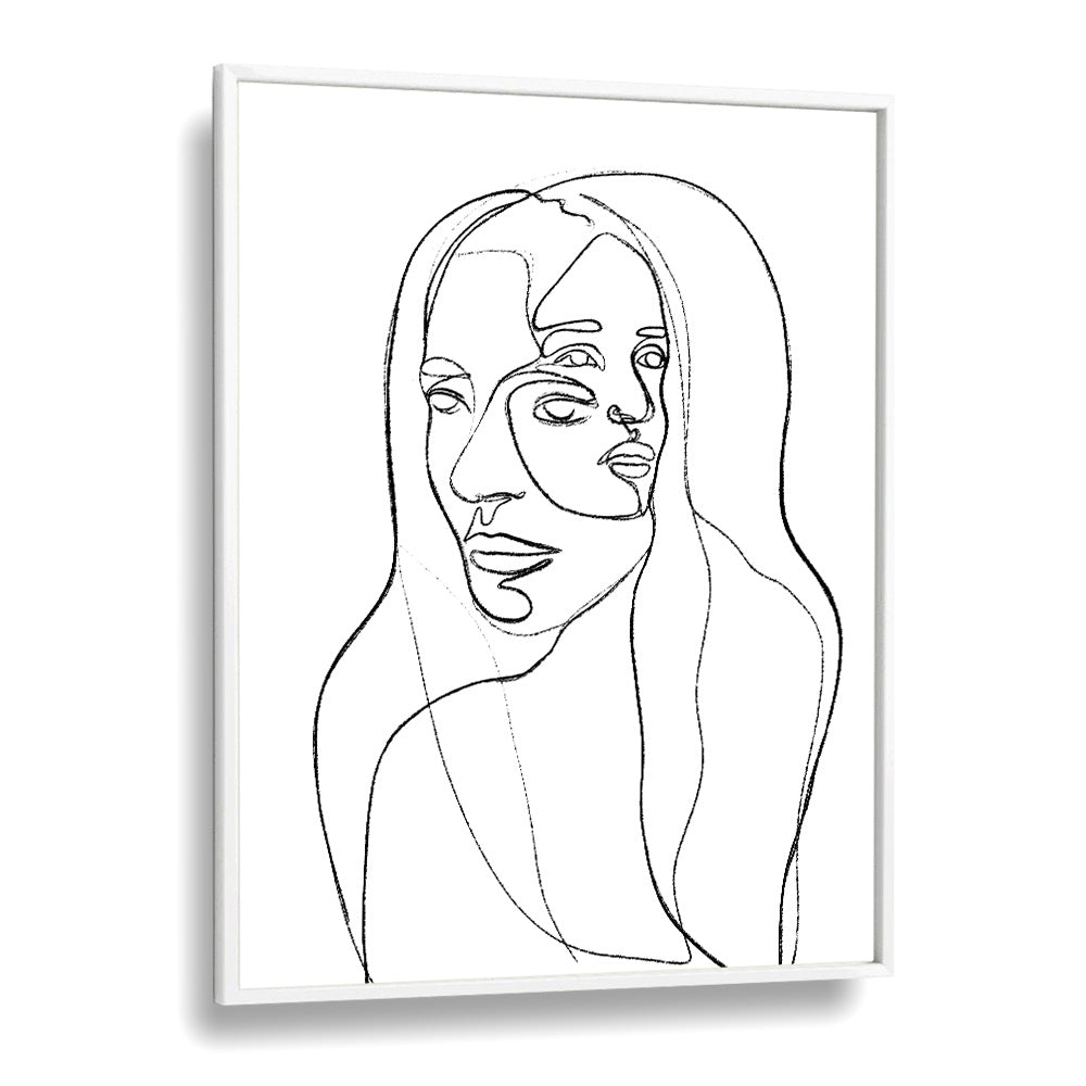 Thoughts Line Art Artwork in White Plain Frame