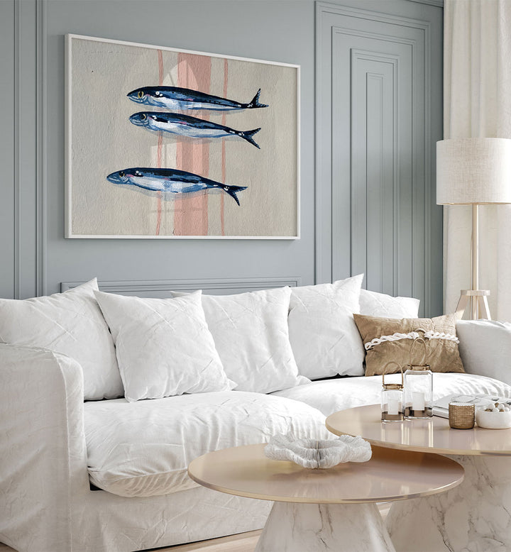 THREE BLUE SARDINES