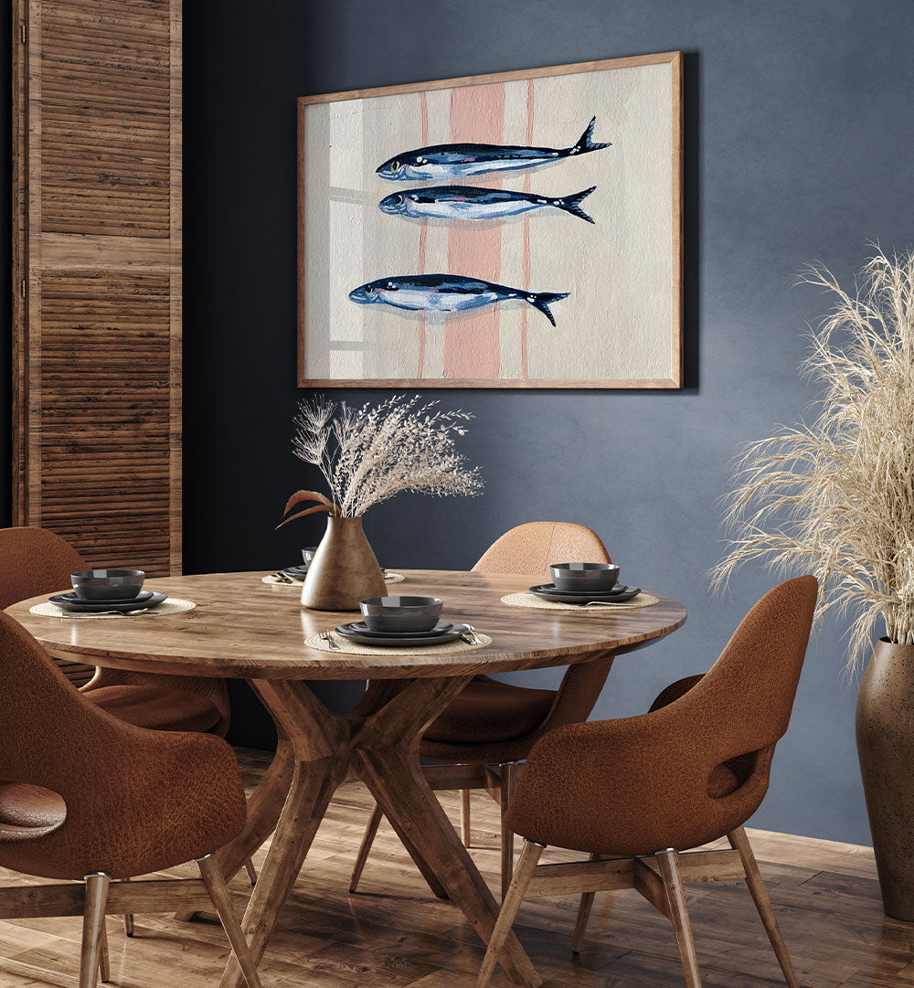 THREE BLUE SARDINES
