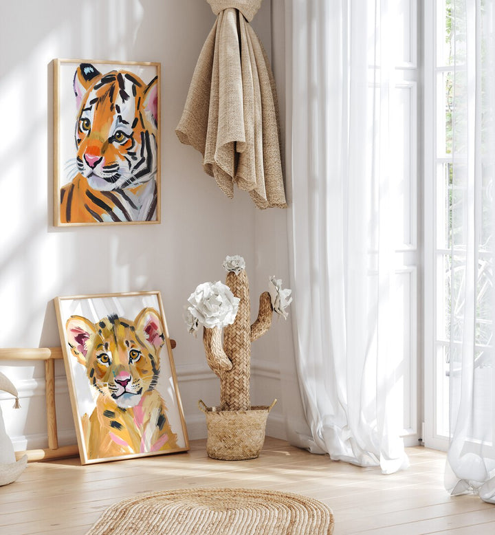 TIGER BABIES SET , SET OF 2 PAINTINGS