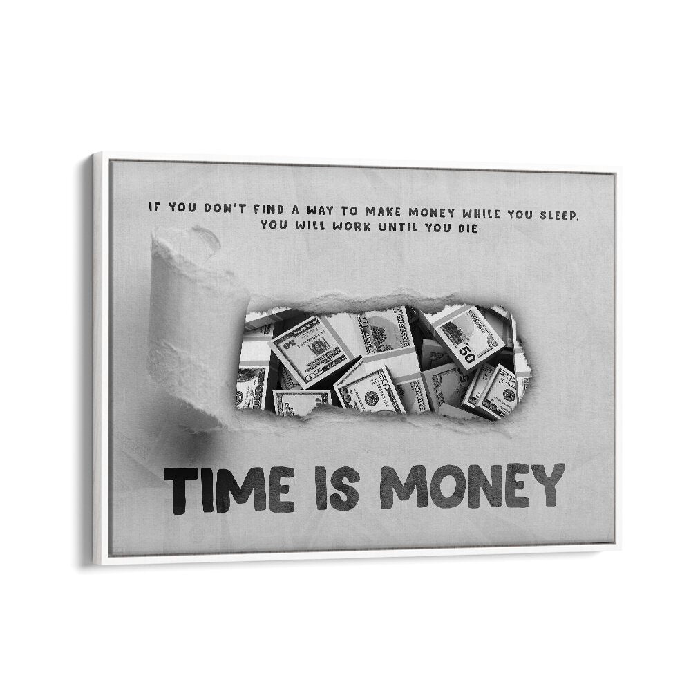 Time is Money Money Art Artwork in White Floater Frame