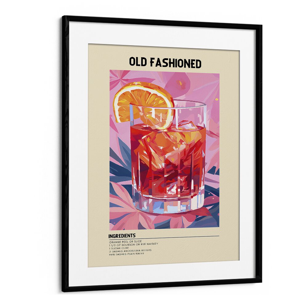 Timeless Old Fashioned Bar & Cafe Artwork in Black Frame With Mount