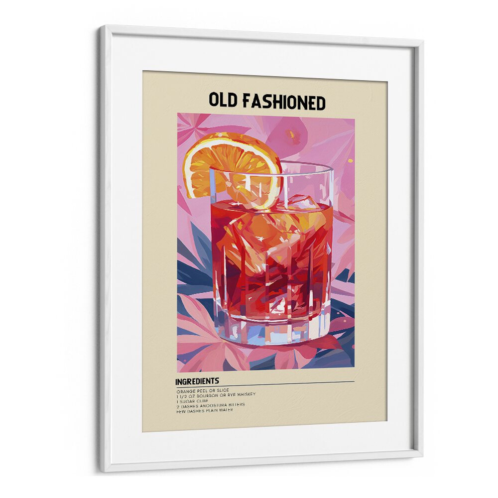 Timeless Old Fashioned Bar & Cafe Artwork in White Frame With Mount