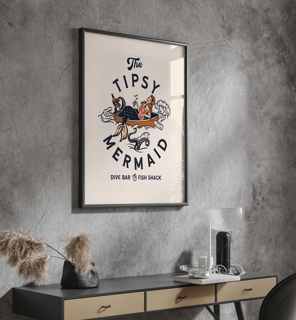 TIPSY MERMAID ,BAR POSTERS , BAR ART PRINTS