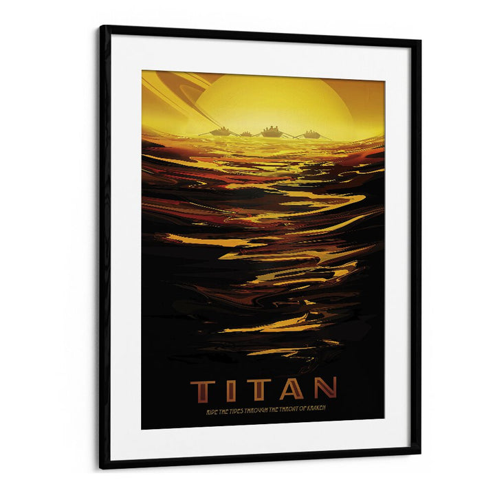 Titan Astronaut & Nasa Paintings, Space Art Prints Artwork in Black Frame With Mount
