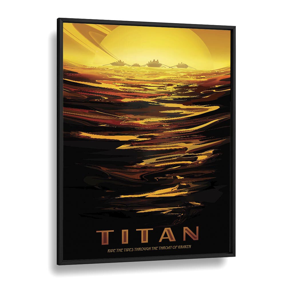 Titan Astronaut & Nasa Paintings, Space Art Prints Artwork in Black Plain Frame
