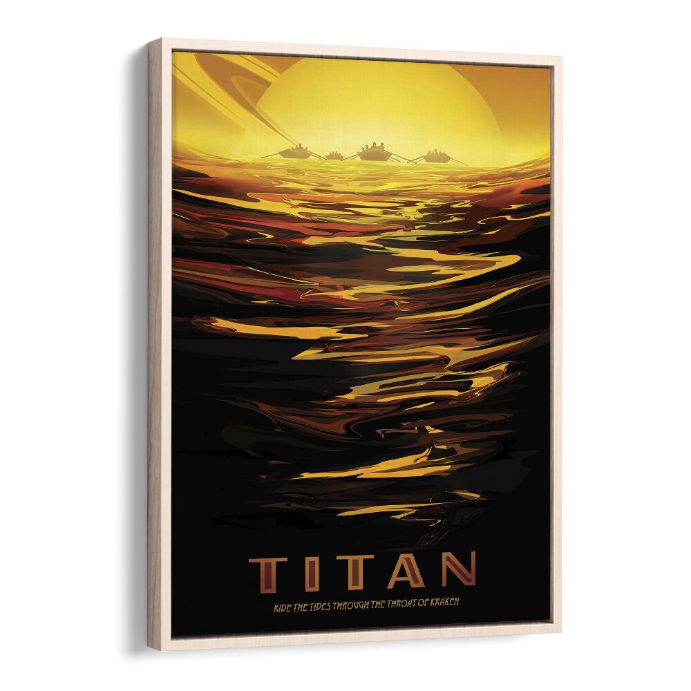 Titan Astronaut & Nasa Paintings, Space Art Prints Artwork in Oak Wood Floater Frame
