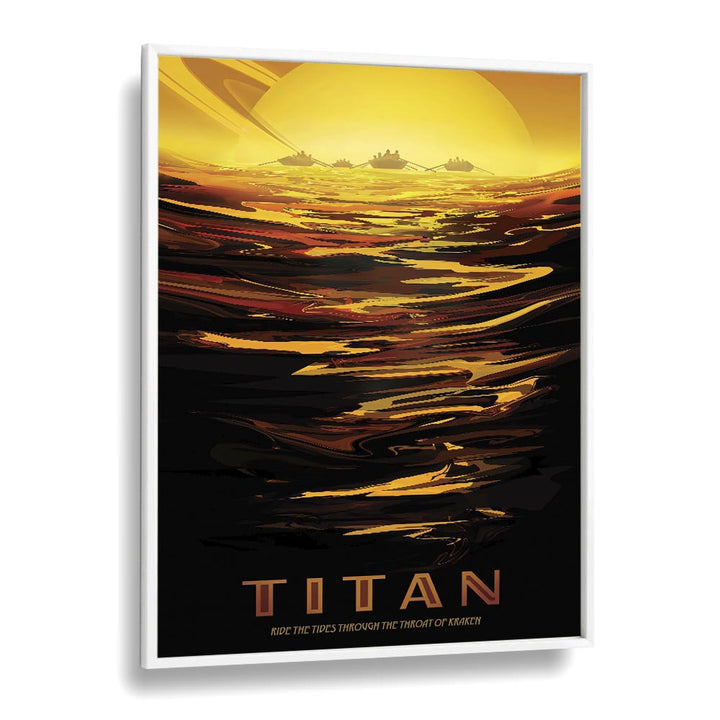 Titan Astronaut & Nasa Paintings, Space Art Prints Artwork in White Plain Frame
