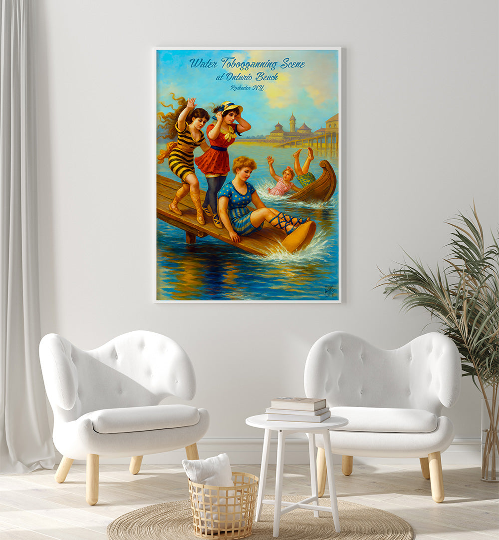 TOBOGAN DE AGUA , VINTAGE PAINTINGS