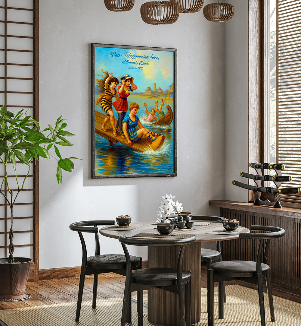 TOBOGAN DE AGUA , VINTAGE PAINTINGS