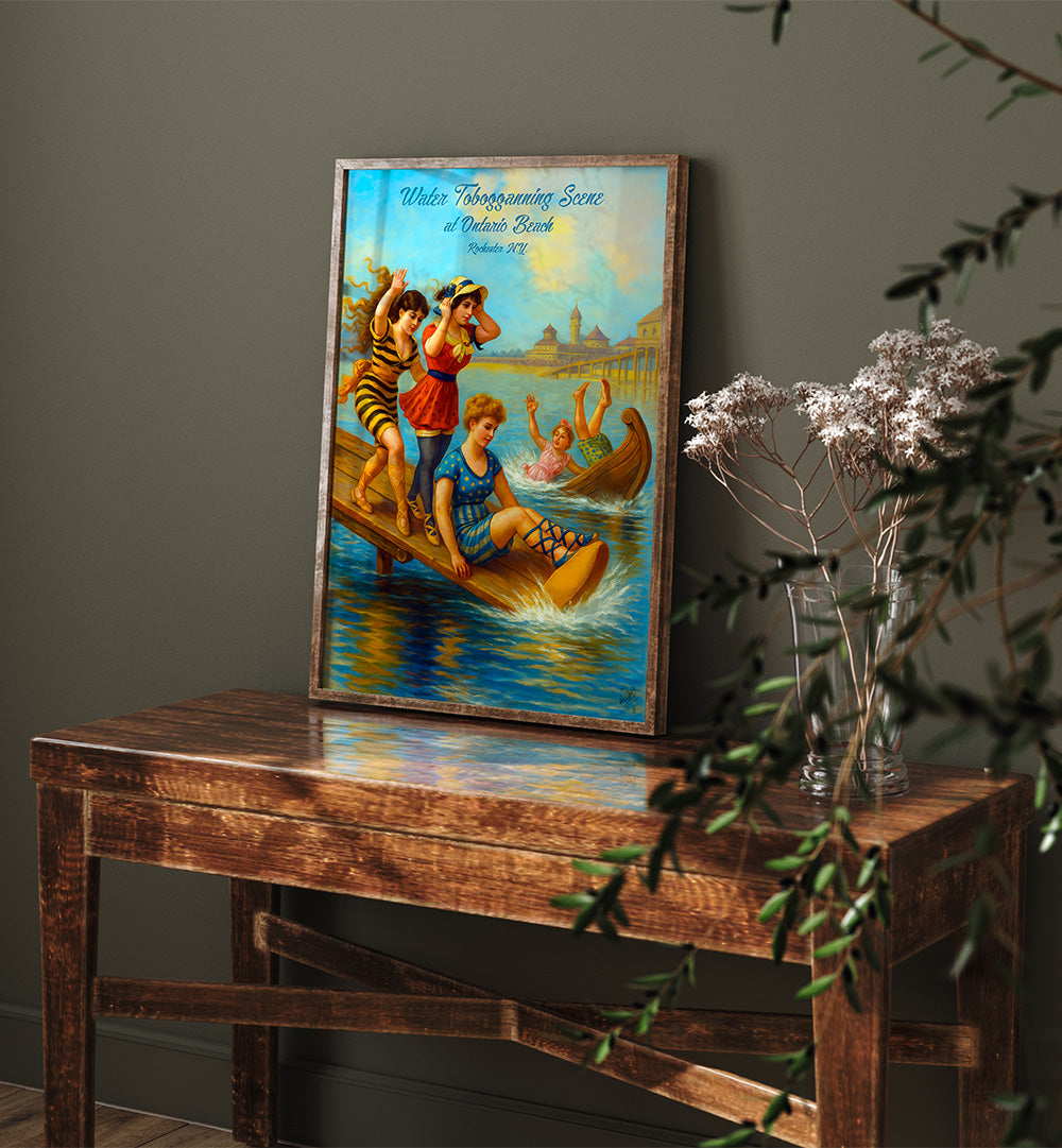 TOBOGAN DE AGUA , VINTAGE PAINTINGS