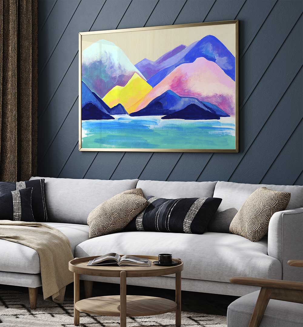 Vibrant TOFINO MOUNTAINSCAPE, LANDSCAPE PAINTINGS bringing serene beauty to your space with stunning acrylic colors.