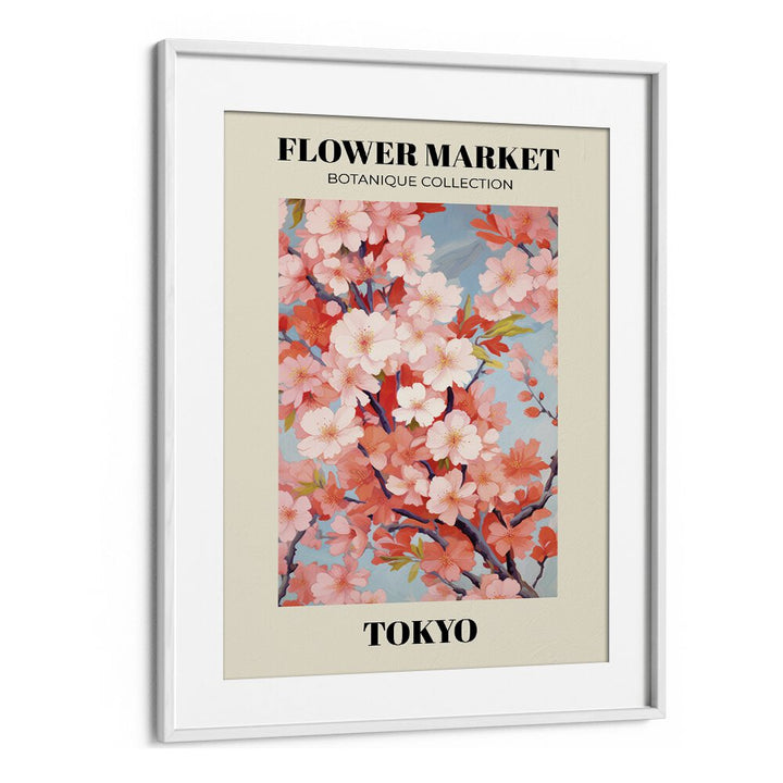 Tokyo- Flower Marketo   Botanical Flower Paintings Paintings Artwork  in White frame With Mount