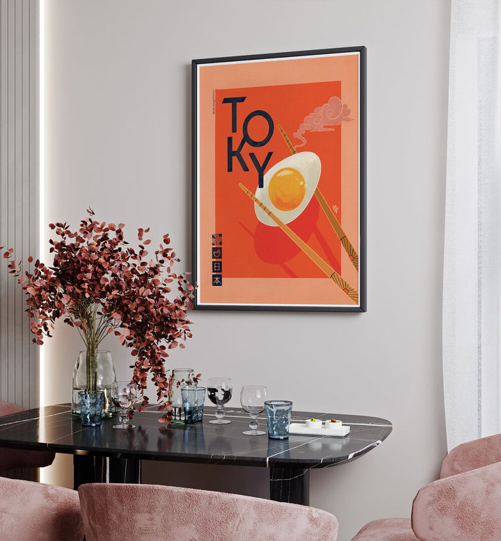 Colorful TOKYO E, JAPANESE PAINTINGS artwork enhances modern interiors with vibrant design and cultural flair.