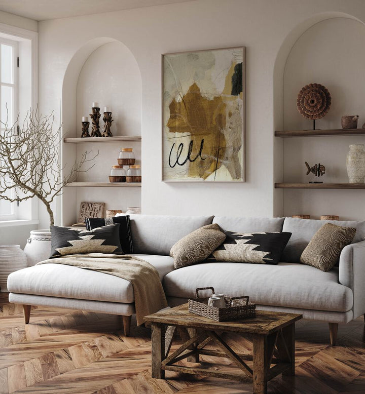 Stylish living room featuring TOLD, ABSTRACT PAINTINGS that enhance decor with vibrant colors and creative design.