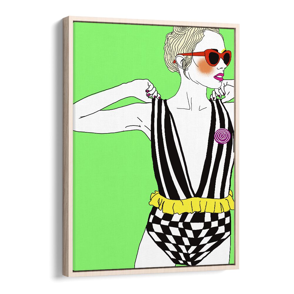 Too Tight And Too Overdressed Pop Artwork in Oak Wood Floater Frame