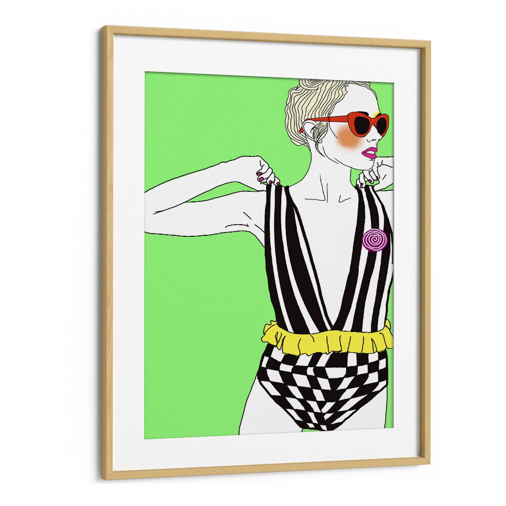 Too Tight And Too Overdressed Pop Artwork in Oak Wood Frame With Mount