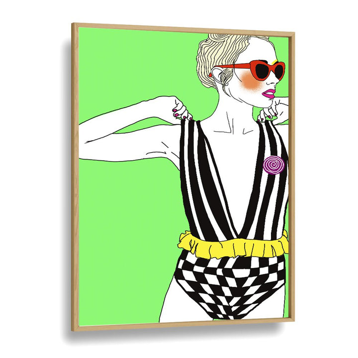 Too Tight And Too Overdressed Pop Artwork in Oak Wood Plain Frame